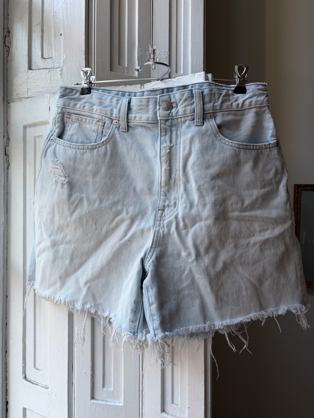 Madewell Light Wash Distressed Denim Cutoff Shorts